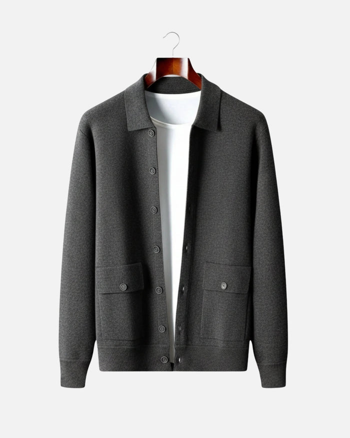 Herren Overshirt mit Polokragen und Knopfleiste